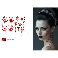 TATOUAGES ÉPHÉMÈRES MAINS SANG 15X11CM ROUGE