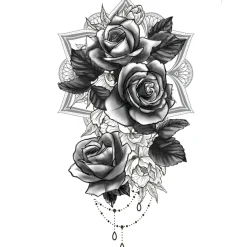 TATOUAGES ÉPHÉMÈRES MANDALA ROSES 14X30CM