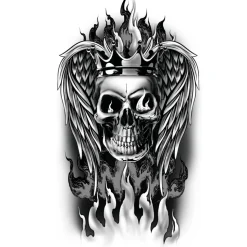 TATOUAGES ÉPHÉMÈRES TÊTE DE MORT COURONNE 14X30CM