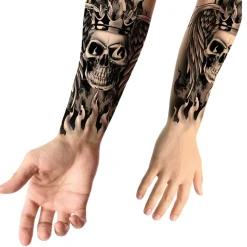 TATOUAGES ÉPHÉMÈRES TÊTE DE MORT COURONNE 14X30CM