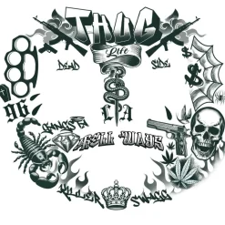 TATOUAGES ÉPHÉMÈRES VOYOU TERREUR GANG ENFER