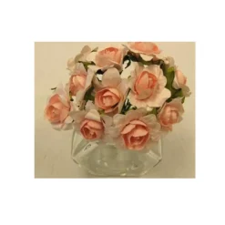 12 TIGES FLEURS PAPIER 10X2.5CM ROSE