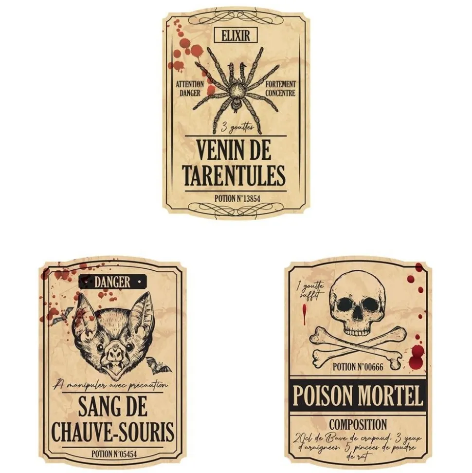 6 ÉTIQUETTES BOUTEILLE SODA HALLOWEEN 9.5X13.5CM