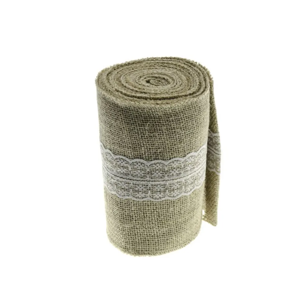TOILE DE JUTE AVEC DENTELLE 14.5CM*5M