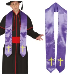 ÉTOLE POLYESTER LILAS CROIX OR RELIGION PRÊTRE