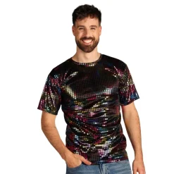 T-SHIRT FACETTES ROI DISCO NOIR HOMME