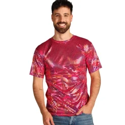 T-SHIRT FACETTES ROI DISCO ROSE HOMME