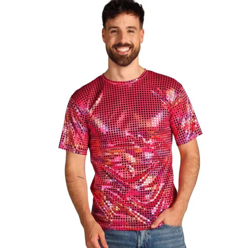 T-SHIRT FACETTES ROI DISCO ROSE HOMME