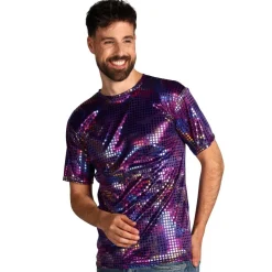 T-SHIRT FACETTES ROI DISCO VIOLET HOMME