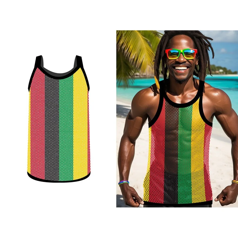 T-SHIRT MAILLE RASTA JAMAÏQUE ADULTE