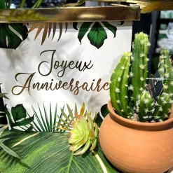 URNE CARTON ANNIVERSAIRE TROPICAL PARTY 20CM VERT