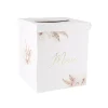 URNE CARTON MERCI PAMPA FLEUR COTON 21X25CM BLANC