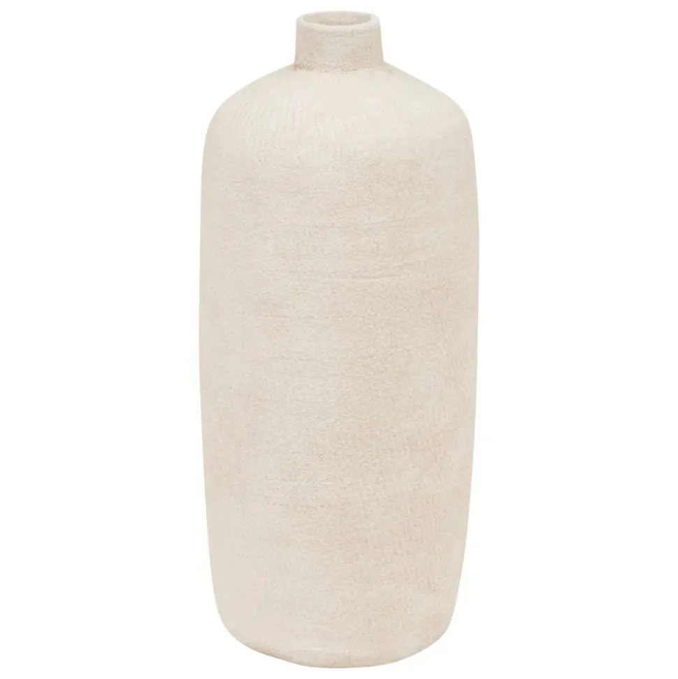 VASE CÉRAMIQUE GRÈS STRIÉ ROMIA 43CM NUDE