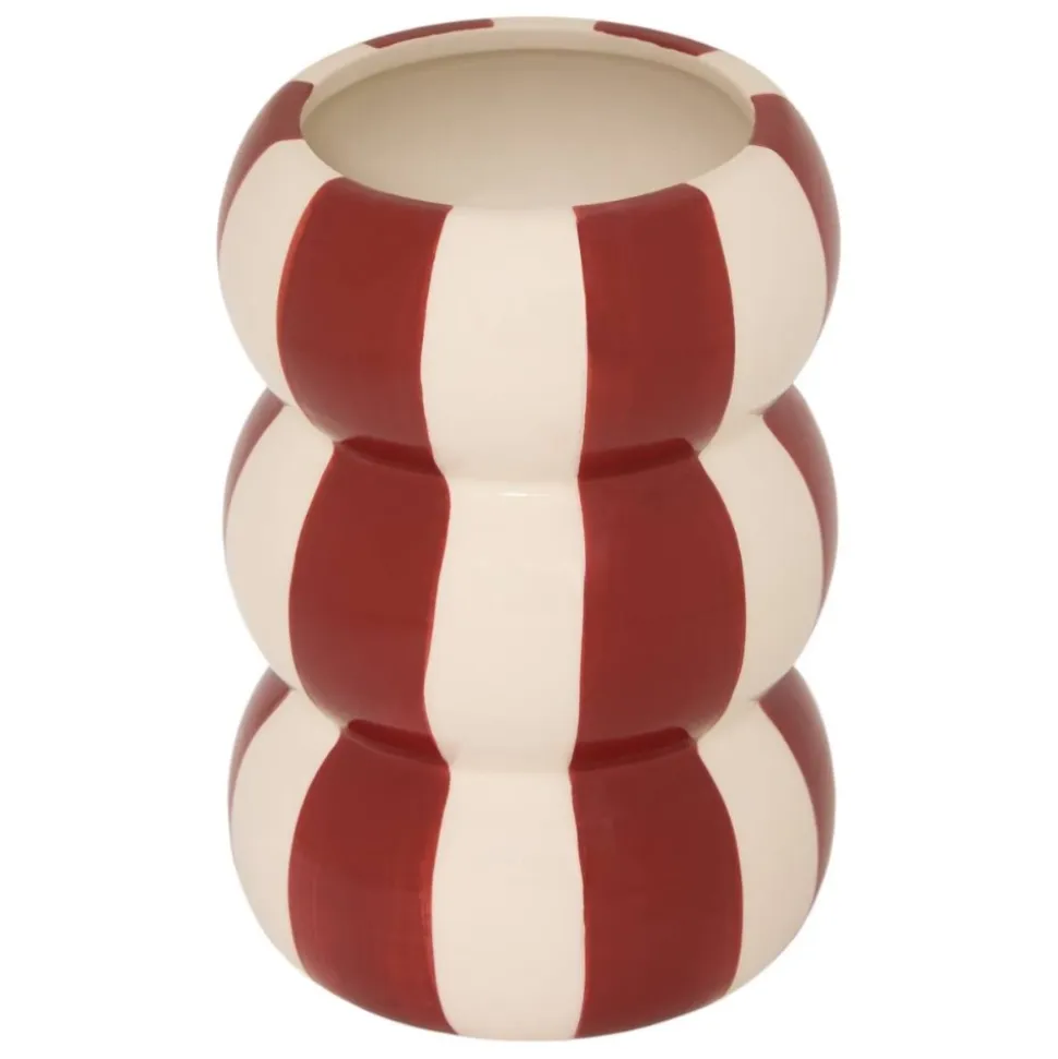 VASE CÉRAMIQUE NEYA BOMBÉ RAYURES 15.7CM