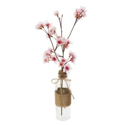 VASE FLEUR ARTIFICIELLE CERISIER 46CM BLANC-ROSE