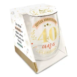 VERRE ROND TRANSPARENT ANNIVERSAIRE 40ANS