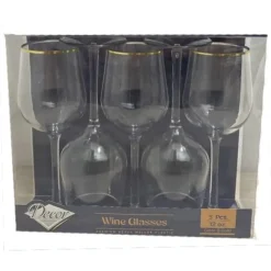 5 VERRES À PIED 350ML PREMIUM TRANSPARENT ET OR