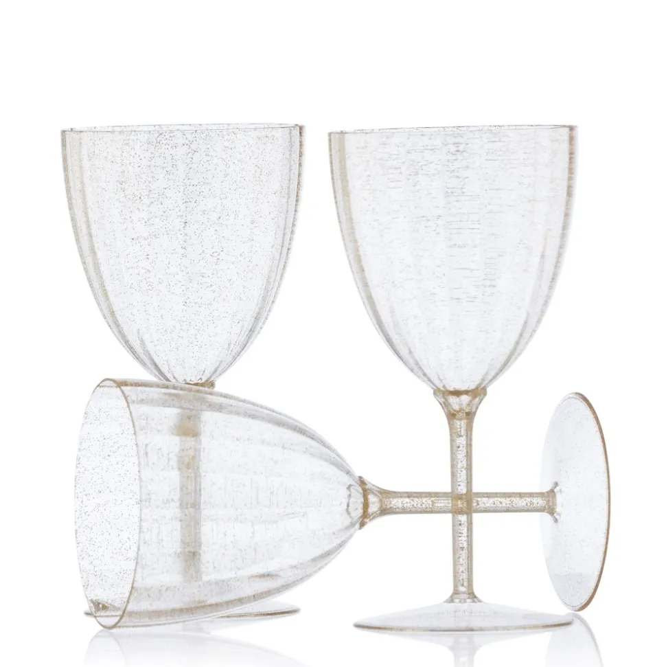 8 VERRES À VIN LUXE 200ML - PAILLETÉ OR