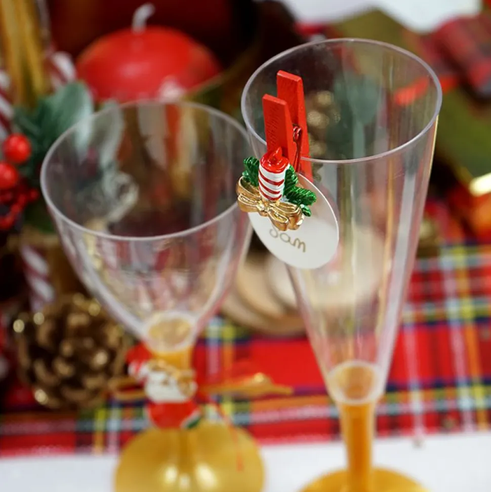 10 VERRES À VIN RÉUTILISABLES 16CL PIED OR